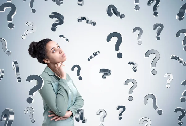 Depositphotos 151570164 Stock Photo African Woman And Falling Question